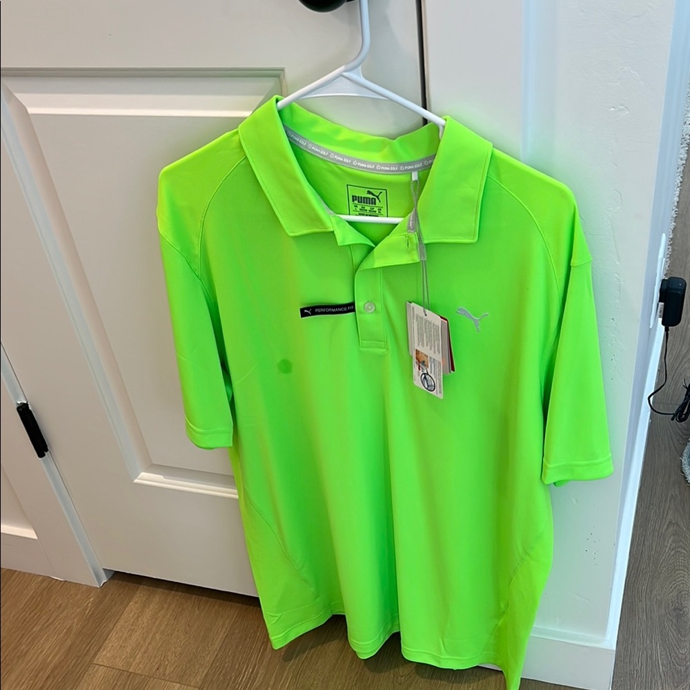PUMA Men's Neon Green Polo Shirt